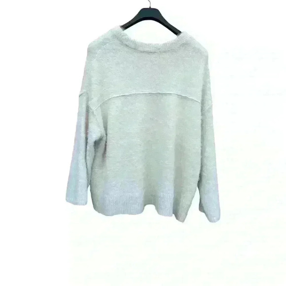 FREE PEOPLE Luna Pullover Cream/Ivory/Off White NWOT L Oversized Fuzzy Sweater - Picture 5 of 8